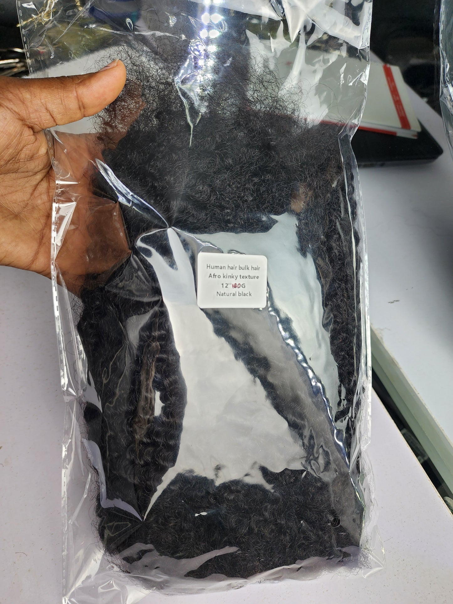 4A Pre-strectched Afro Kinky Human Hair Bulk (100g) Natural Black - One Pack Solution