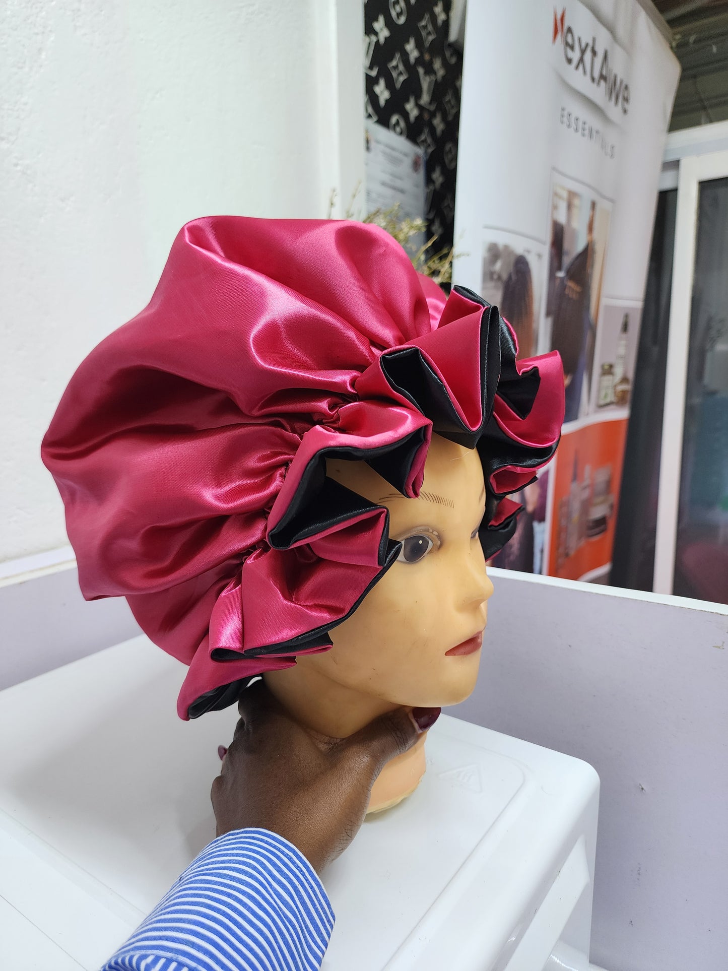 Ruffled SATIN BONNET - Hair Protection for Natural, Curly, and Afro Hair