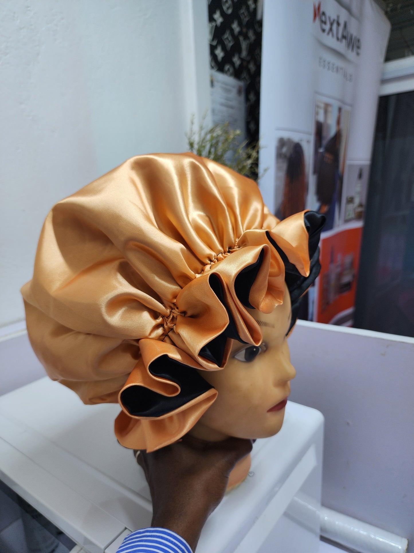 Ruffled SATIN BONNET - Hair Protection for Natural, Curly, and Afro Hair