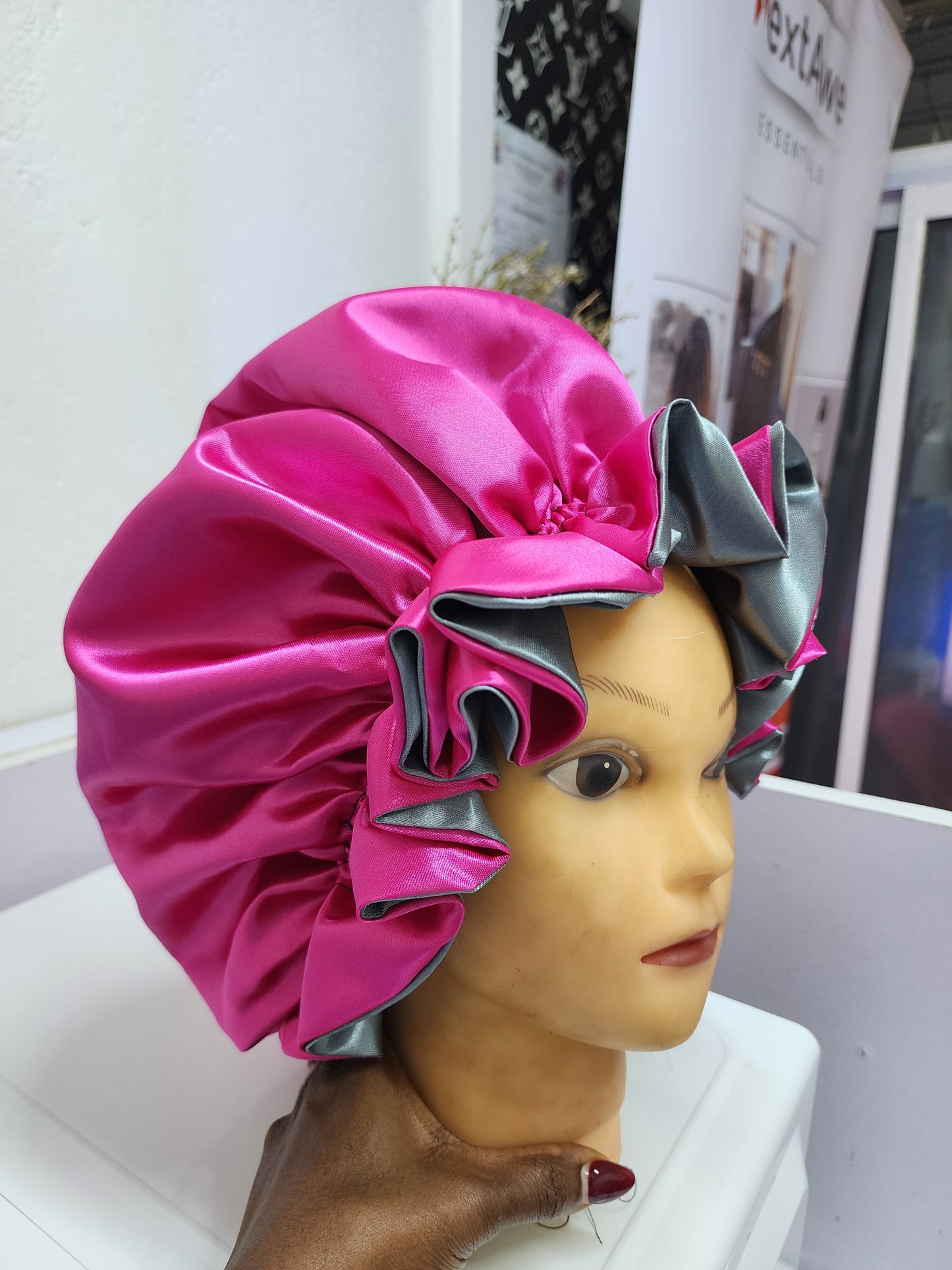 Ruffled SATIN BONNET - Hair Protection for Natural, Curly, and Afro Hair