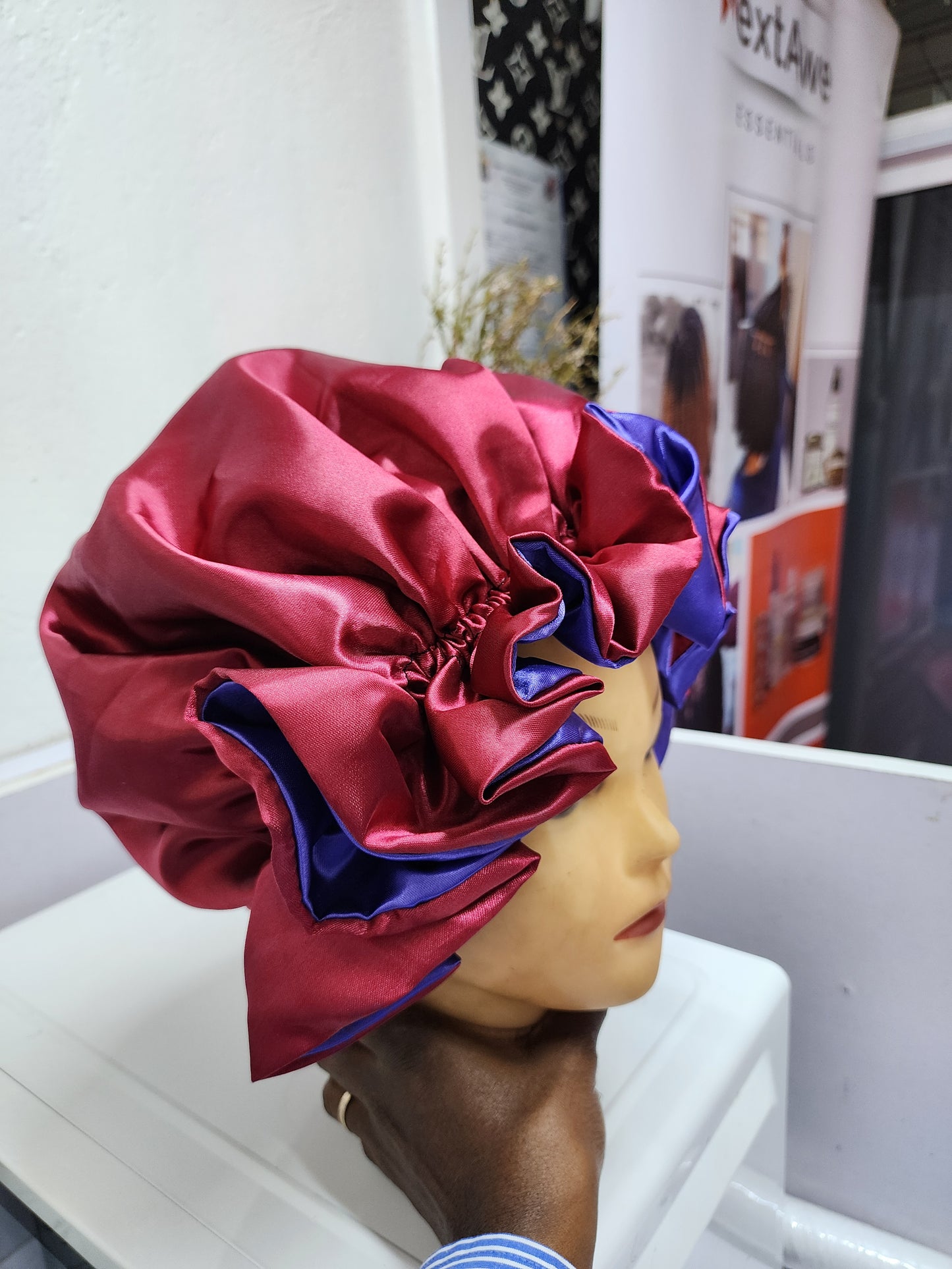 Ruffled SATIN BONNET - Hair Protection for Natural, Curly, and Afro Hair