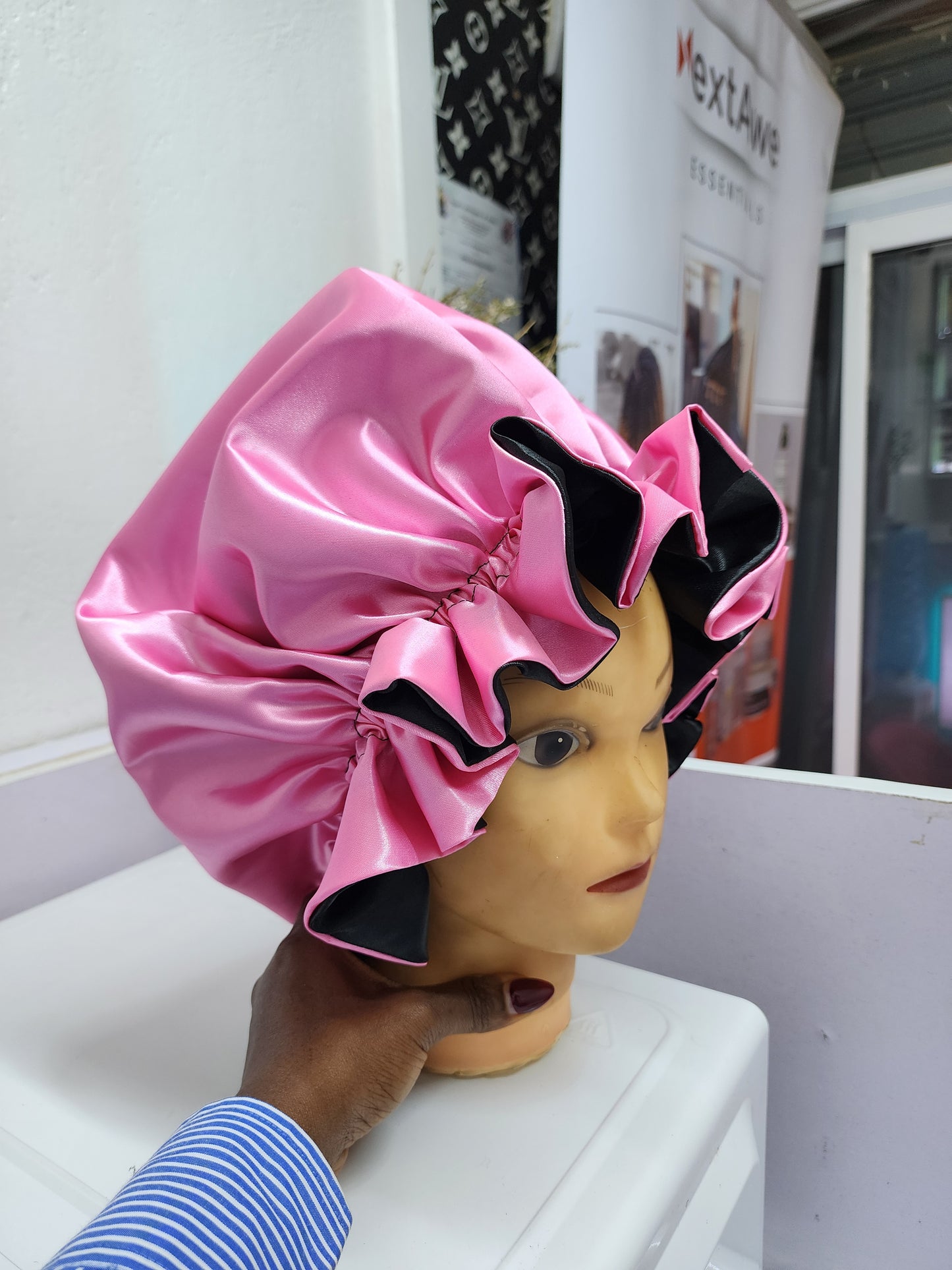 Ruffled SATIN BONNET - Hair Protection for Natural, Curly, and Afro Hair