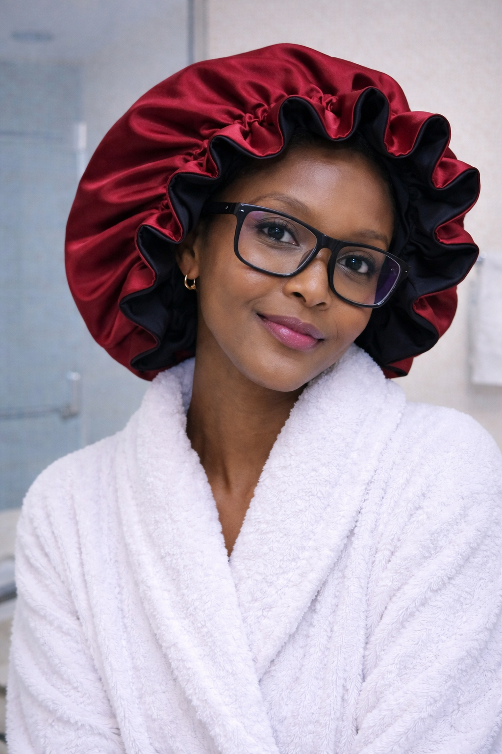 Reversible SATIN BONNET, Ruffled - Hair Protection for Natural, Curly, and Afro Hair