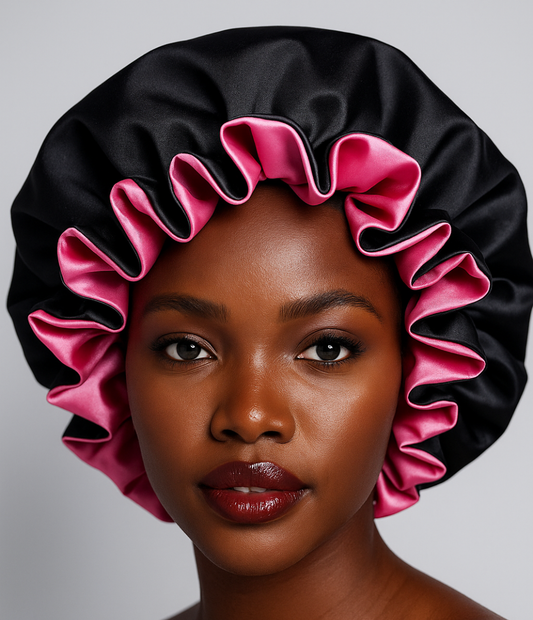 Ruffled SATIN BONNET - Hair Protection for Natural, Curly, and Afro Hair