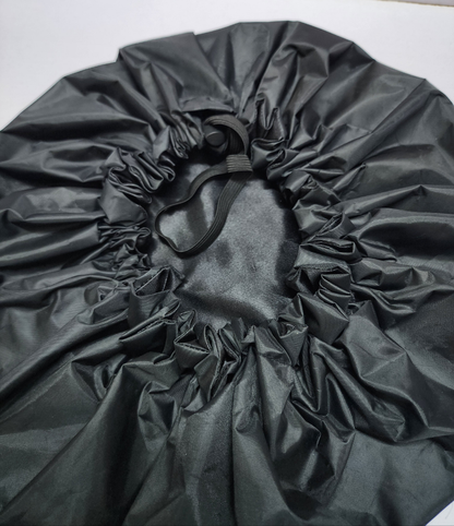 Reusable SHOWER CAP for Women, Large Waterproof Shower Bonnet adjustible drawstring Bath Accessories Hair Hat for Long Hair, Braids(Black)