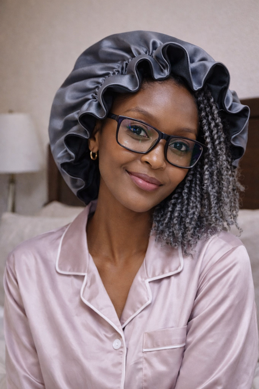 Reversible SATIN BONNET, Ruffled - Hair Protection for Natural, Curly, and Afro Hair
